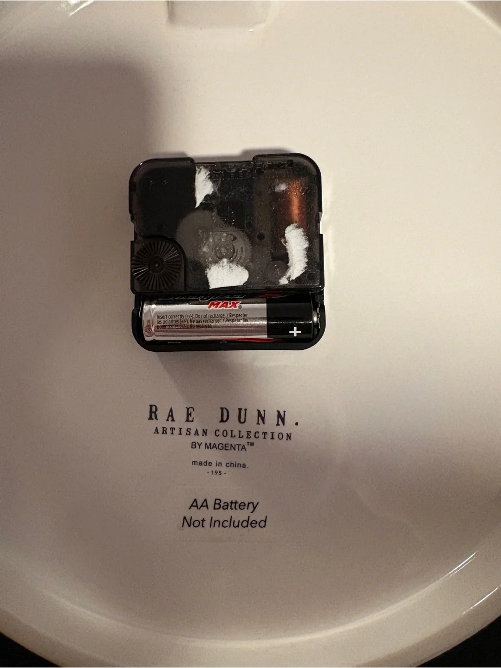Rae Dunn White Ceramic Wall Clock with Black Lettering